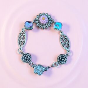 Elegant Silver Floral Bracelet Handmade